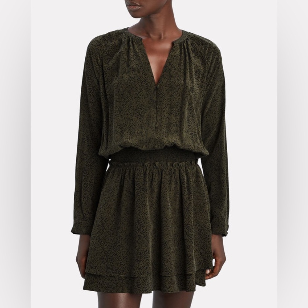 RAILS Jasmine Speckled Olive Smocked Mini Dress Size Medium
